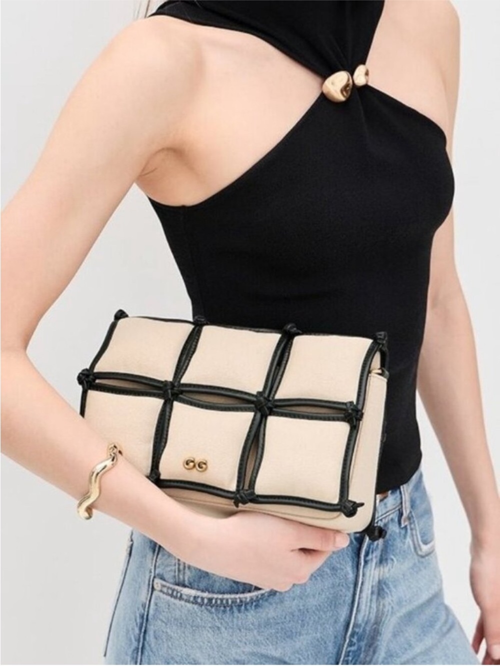 Cult Gaia Puff Crossbody Bag Khaki & Black Nwot comes with dustbag Retail $498